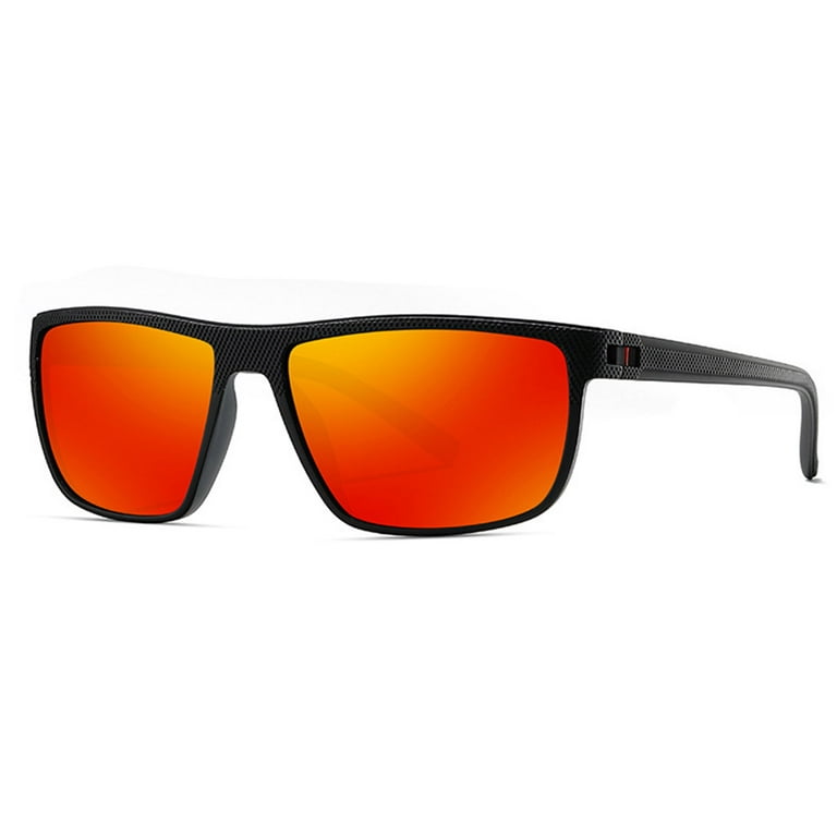 Polarized Square Fishing Sunglasses For Men Red Lens Shades Sport Glasses  UV400