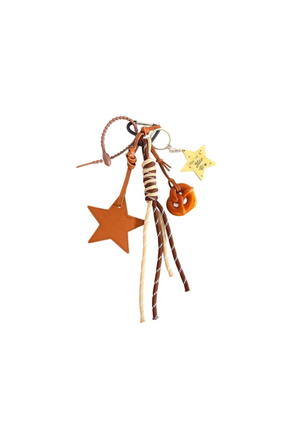 Fashion Polyester Bag Charm Adorned With Chip Beads And Star Pattern Contemporary Bag Pendant for Women