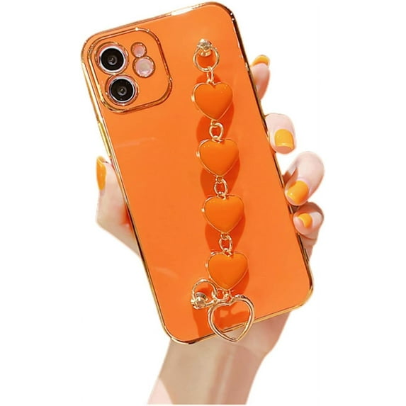 Fashion Popular Soft TPU Phone case with Cute Love Bracelet for iPhone 14 13 12 11 8 7 X XS XR Plus Pro Max Mini SE2 Light Thin Skin-Friendly Anti-Scratch Back Cover(Orange,SE2)