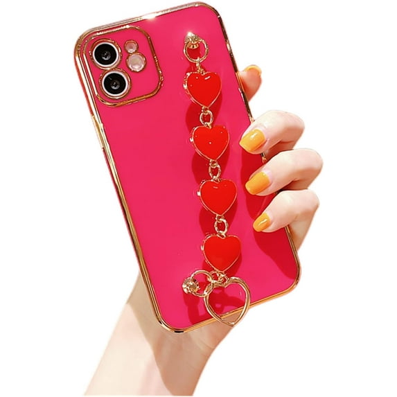 Fashion Popular Soft TPU Phone case with Cute Love Bracelet for iPhone 14 13 12 11 8 7 X XS XR Plus Pro Max Mini SE2 Light Thin Skin-Friendly Anti-Scratch Back Cover(Red,14 Plus)