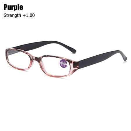 Fashion Portable Vision Care Women Far Sight Eyewear Reading Glasses Anti-UV Blue Rays Presbyopia Eyeglasses PURPLE STRENGTH +1.00