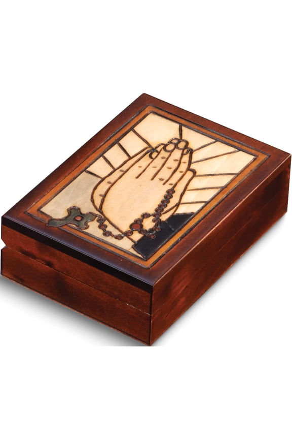 Fashion Praying Hands Carved Painted Wooden Keepsake Box (5 X 3.5) Made In Poland gm16154
