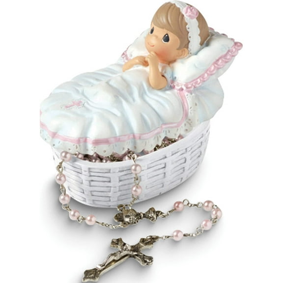 Fashion Precious Moments Pink Baby Baptism 17.5 Inch Rosary Box Set Made In China gm18951