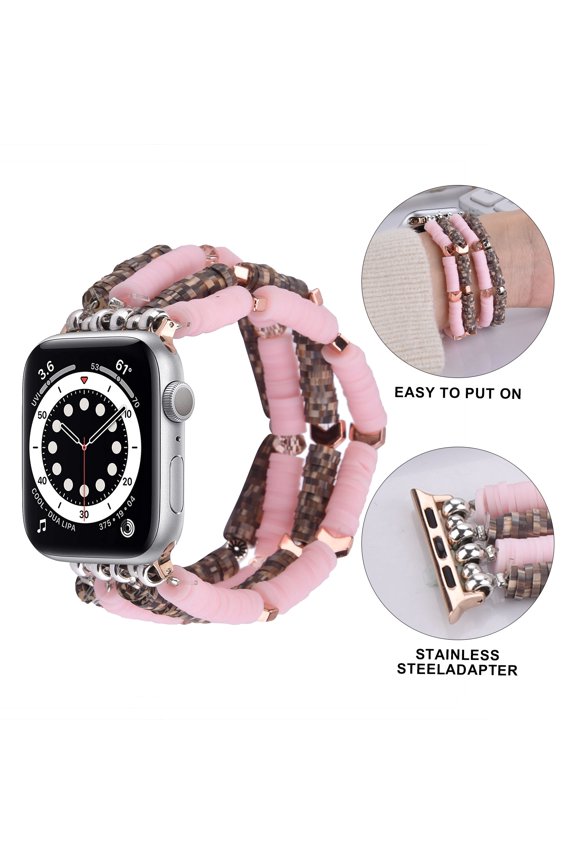 Fashion Preppy Stack Handmade Elastic Band for Apple Watch-Assorted Colors