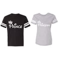 thumbnail image 1 of Fashion Prince Princess Matching Couple Cotton Jerseys (Men Black / Women Heather) (Men XXL / Women S), 1 of 3