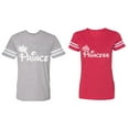 thumbnail image 1 of Fashion Prince Princess Matching Couple Cotton Jerseys (Men Heather / Women Red) (Men M / Women M), 1 of 3