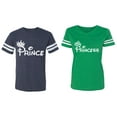 thumbnail image 1 of Fashion Prince Princess Matching Couple Cotton Jerseys (Men Navy / Women Green) (Men S / Women L), 1 of 3