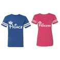 thumbnail image 1 of Fashion Prince Princess Matching Couple Cotton Jerseys (Men Royal / Women Pink) (Men S / Women XXL), 1 of 3
