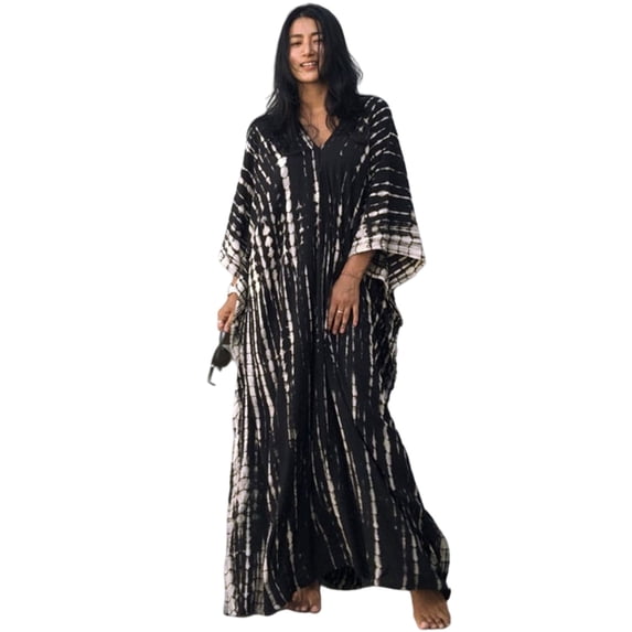 Fashion Print Beach Cover Up Long Robe Bikinis Cover Ups Plus Size Beach Dress