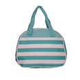 thumbnail image 1 of Fashion Print Insulated Water Resistant Round Small Lunch Cooler or Cosmetic Tote Bag Turquoise Stripe, 1 of 3