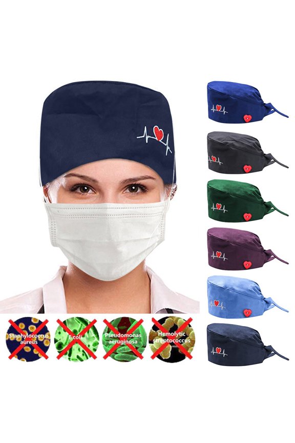 Fashion Printed Button Scrub Cap Casual Unisex Work Hat Design