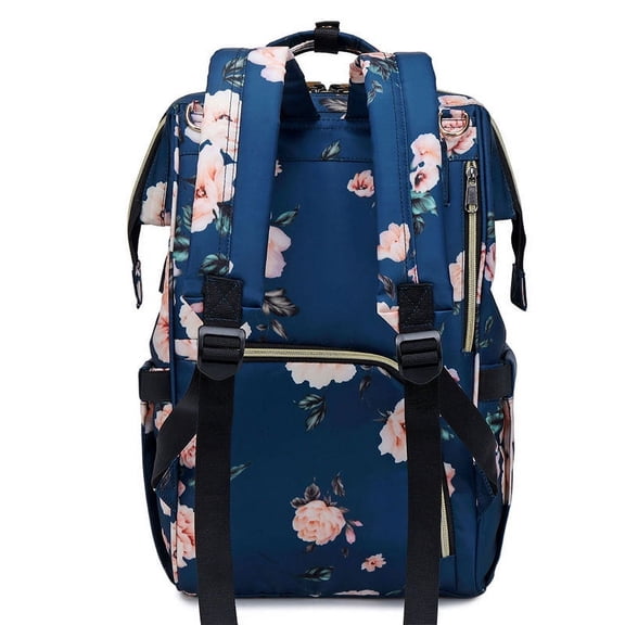 Fashion Printed Mother Bag USB Rechargeable Mother And Baby Bag Diaper Backpack,Blue
