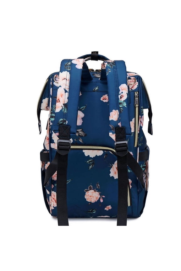 Fashion Printed Mother Bag USB Rechargeable Mother And Baby Bag Diaper Backpack,Blue