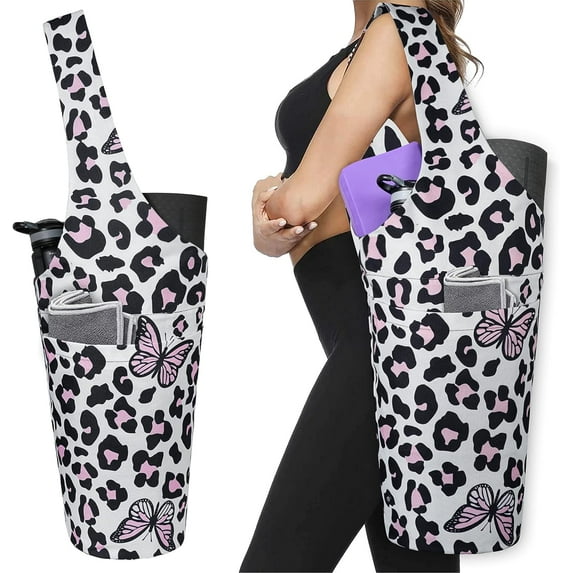 Fashion Printed Yoga Mat Bag with Large Side Pocket & Zipper Pocket Long Tote Yoga Bag Fit Most Size Mats - Holds More Yoga Accessories