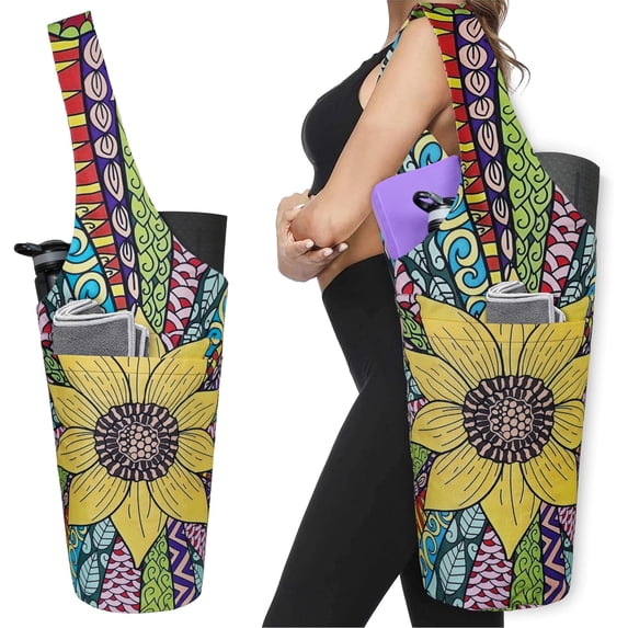 Yoga Mat Bag - Long Tote with Pockets - Holds More Yoga Accessories - Yoga Bag Fit Most Size Mats - Yoga Mat Carrier