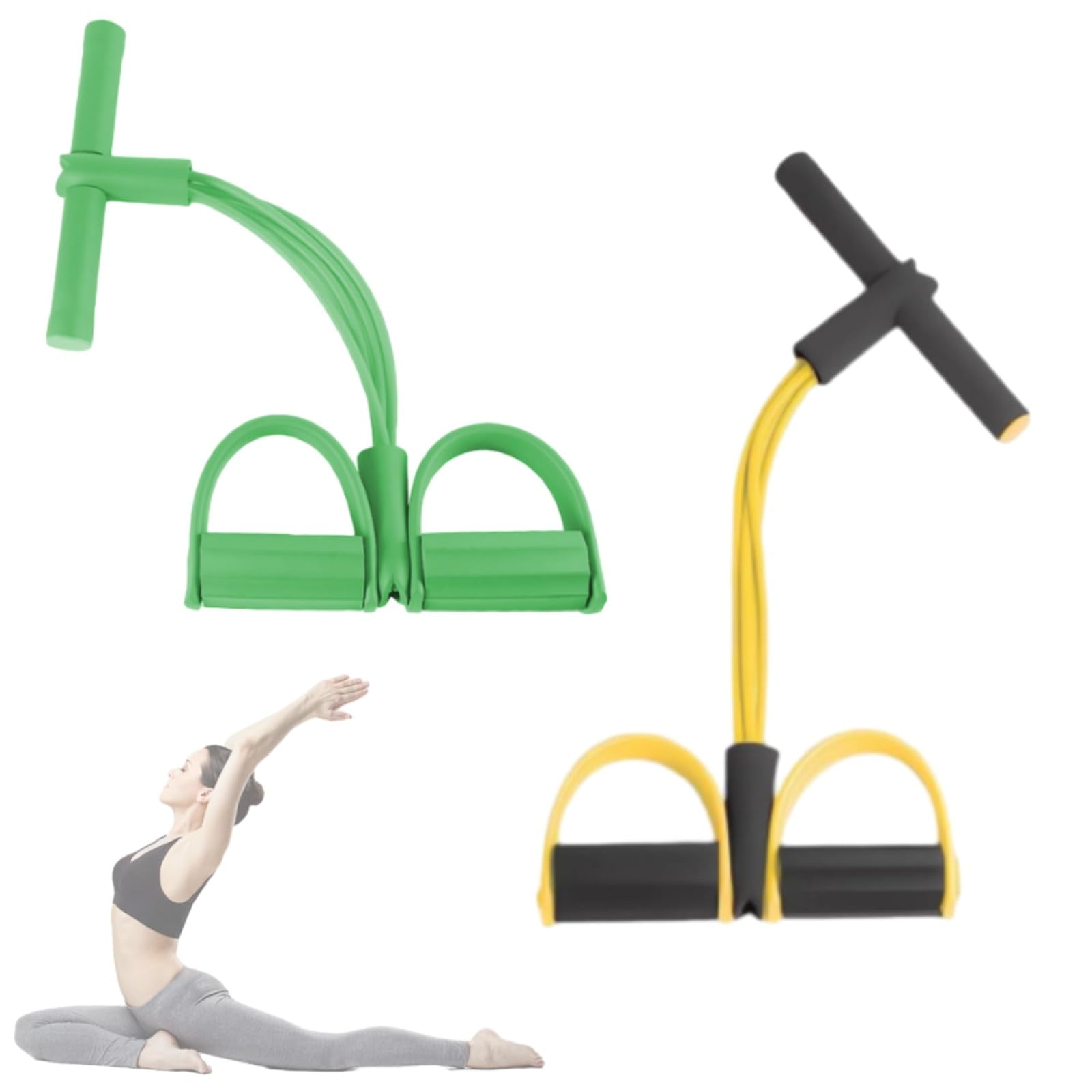 Fashion Puller Exercise, 4-Tube Pedal Resistance Device, Pedal Resistance Band with Handle, Detachable and Adjustable Pedal Resistance Device, Stretching Workout Fitness Bands
