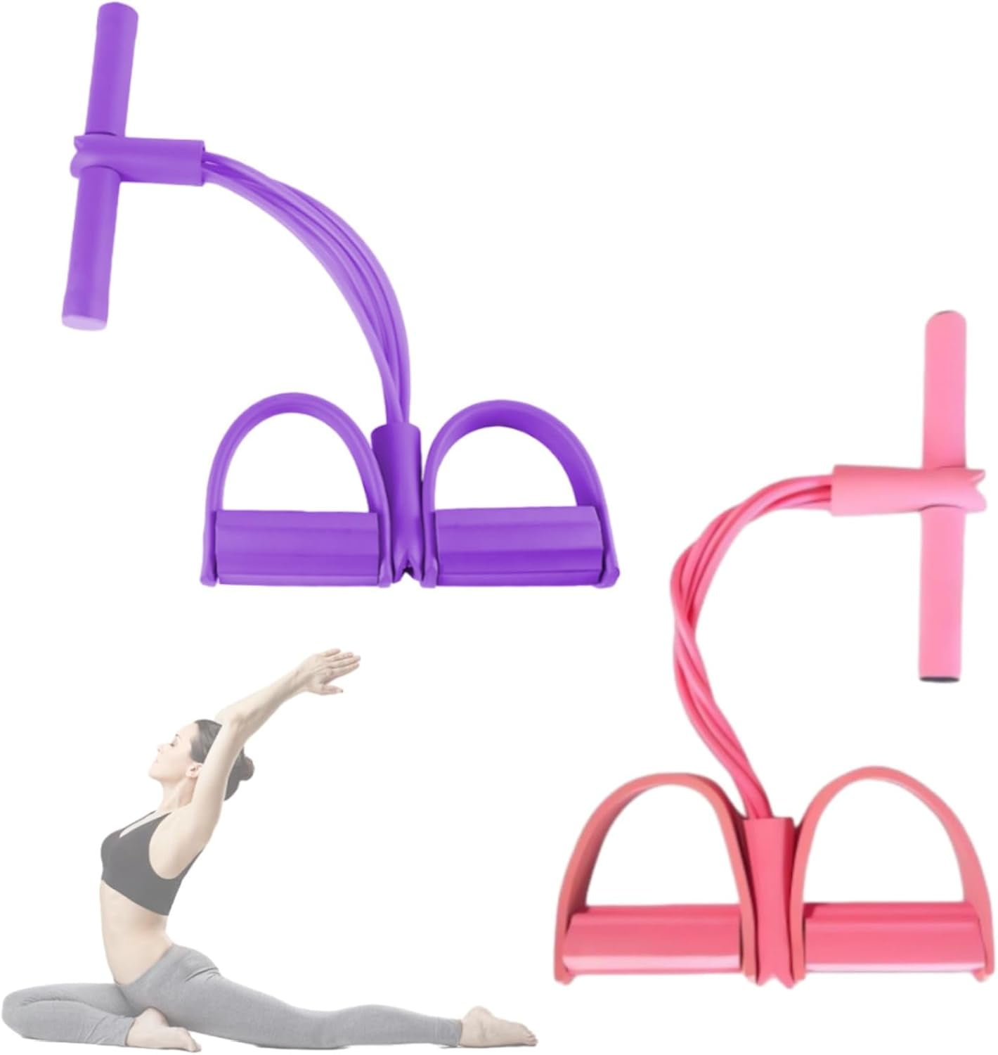 Fashion Puller Exercise, 8-Tube Pedal Resistance Device, Pedal Resistance Band with Handle, Detachable and Adjustable Pedal Resistance Device, Stretching Workout Fitness Bands