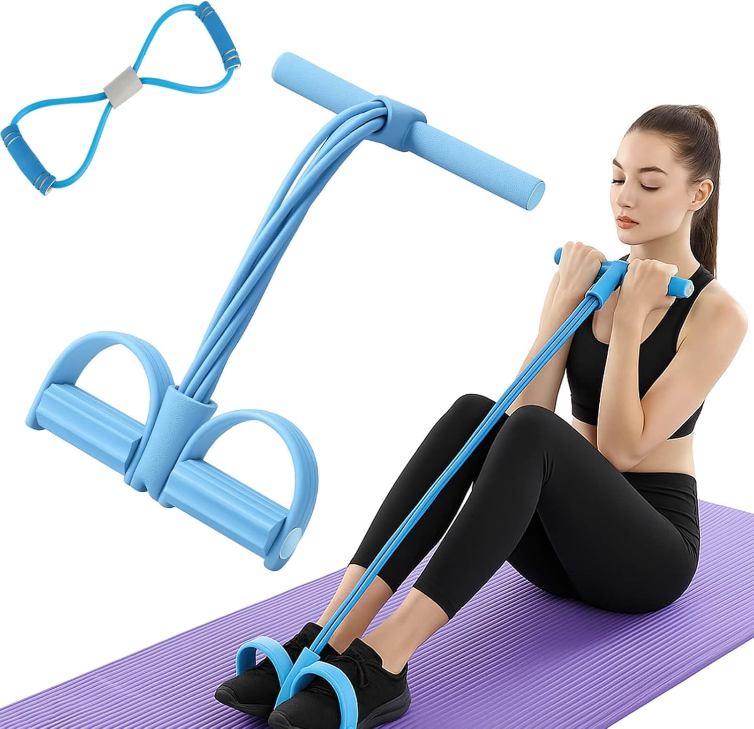 Fashion Puller Exercise Resistance Band with Handles, 8 Tube Pedal Resistance Band for Home Workout, Full Body Resistance Bands Training Equipment for Women and Men