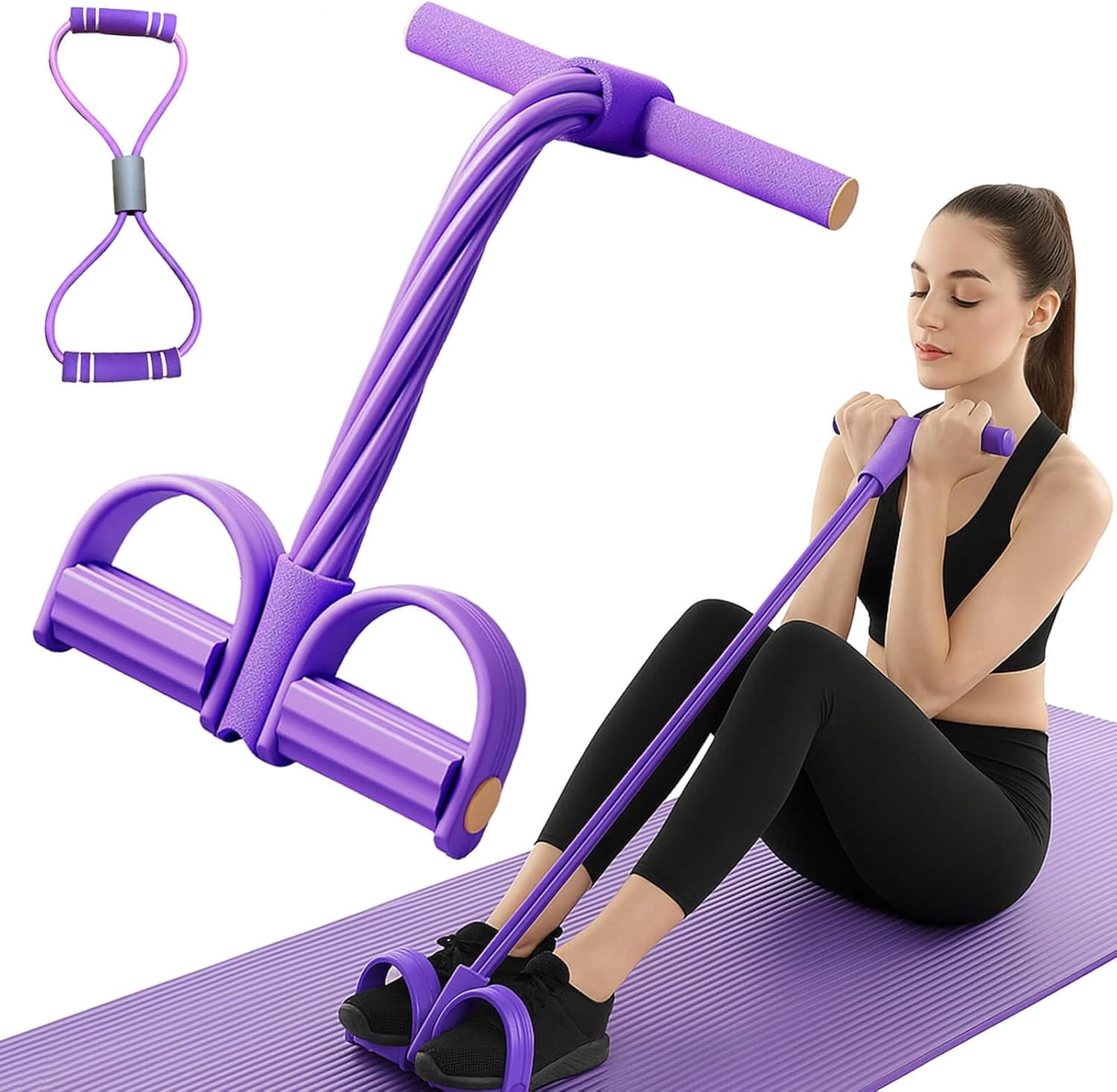 Fashion Puller Exercise Resistance Band with Handles, 8 Tube Pedal Resistance Band for Home Workout, Full Body Resistance Bands Training Equipment for Women and Men