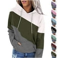 thumbnail image 1 of Fashion Pullover Hoodies for Women Trendy Plus Size Casual Solid Color-Matching Long-Sleeved Pocket Hoodie, 1 of 7