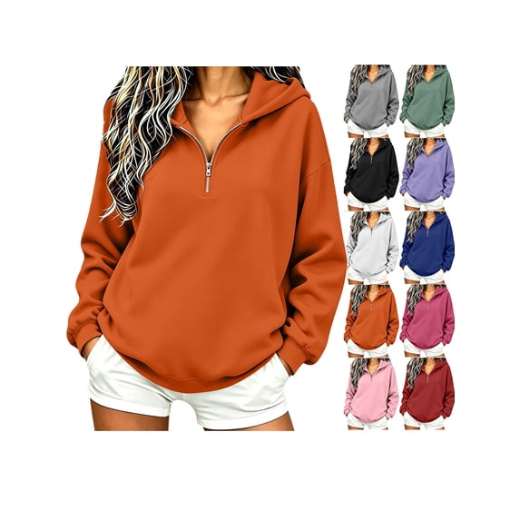Sweatshirt for Women Relaxed Fit Half-Zip Hoodie Long Sleeve Pullover Sweatshirt for Casual Wear