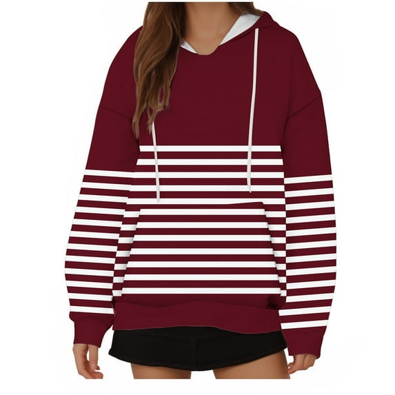 Fashion Pullover Hoodies for Women Trendy Plus Size Loose Fitting Solid Color Long Sleeved Hoodie Sports Top