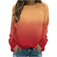 thumbnail image 1 of Fashion Pullover Long Sleeve Tops for Women Gradient Color Crew Neck Casual Loose Sweatshirts Cute Winter Outfits(Orange,XXXL), 1 of 5
