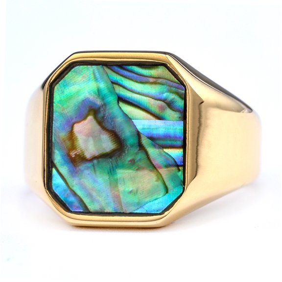 Fashion Punk Rock Shell Ring 14K Yellow Gold Signet Ring For Men Hip Hop Party Jewelry Wholesale Male Wedding Gift