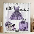 thumbnail image 1 of Fashion Purple 30%-50% Blackout Curtains Modern Girly Curtains, Women Purple Floral Bedroom Curtains Perfume Print Window Curtains Romantic Makeup Themed Living Room Curtains,2 Panels 42"Wx90"L, 1 of 6