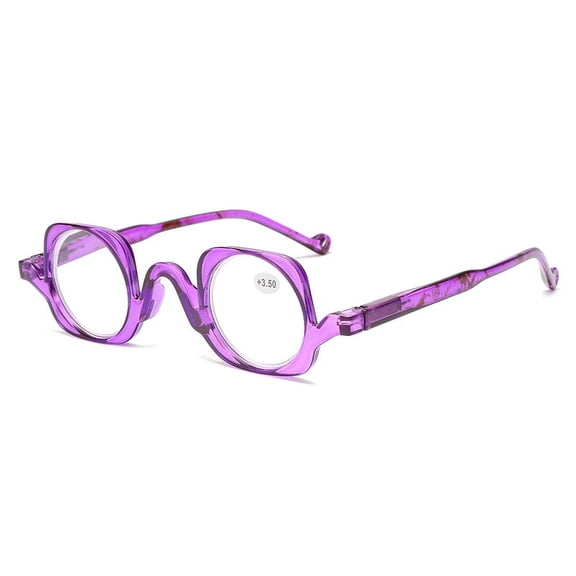 Fashion Purple Clear Frame Reading Glasses Personality Retro Featured Spring Hinge Square 40mm Round Plastic Readers +2.50