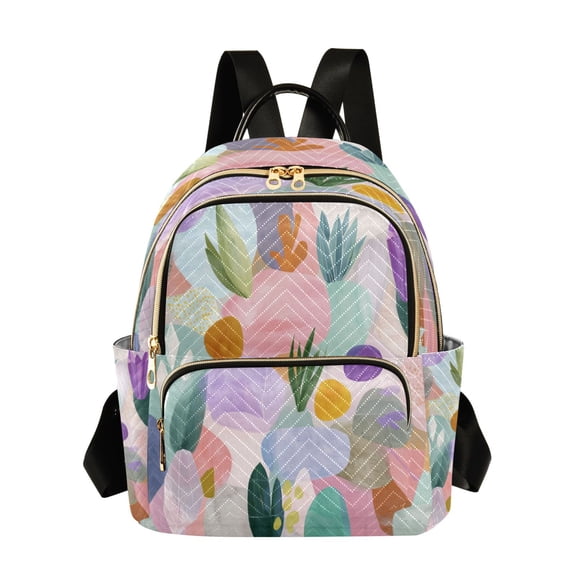 Fashion Quilted Backpack for Women Lightweight Travel Daypack Casual Bag for Shopping Travel Abstract Shapes and Forms Pattern S