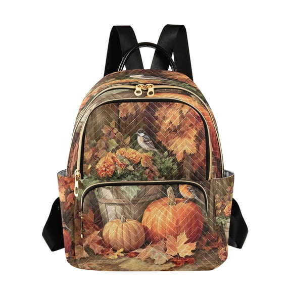 Fashion Quilted Backpack for Women Lightweight Travel Daypack Casual Bag for Shopping Travel Beautiful Fall Scene M