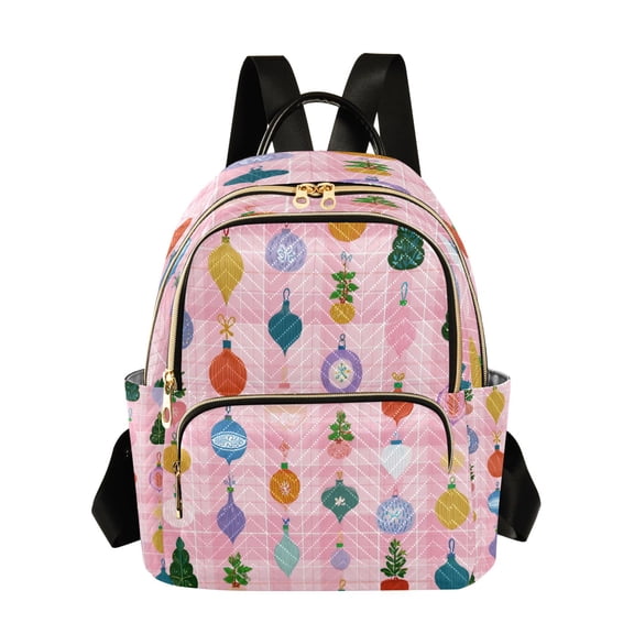 Fashion Quilted Backpack for Women Lightweight Travel Daypack Casual Bag for Shopping Travel Christmas Ornaments Pattern S