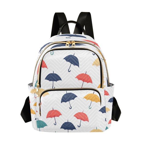 Fashion Quilted Backpack for Women Lightweight Travel Daypack Casual Bag for Shopping Travel Colorful Umbrellas Pattern S
