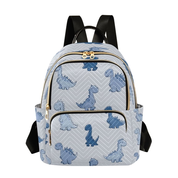 Fashion Quilted Backpack for Women Lightweight Travel Daypack Casual Bag for Shopping Travel Cute Blue Dinosaurs M
