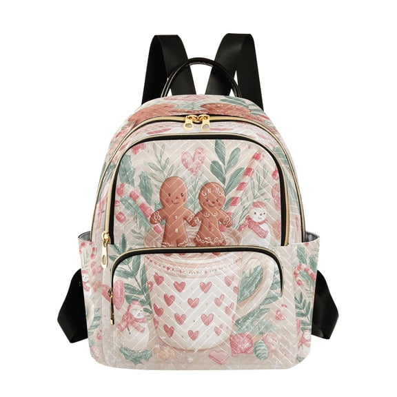 Fashion Quilted Backpack for Women Lightweight Travel Daypack Casual Bag for Shopping Travel Cute Christmas Design S