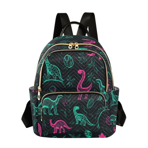 Fashion Quilted Backpack for Women Lightweight Travel Daypack Casual Bag for Shopping Travel Cute Green Dinosaurs M