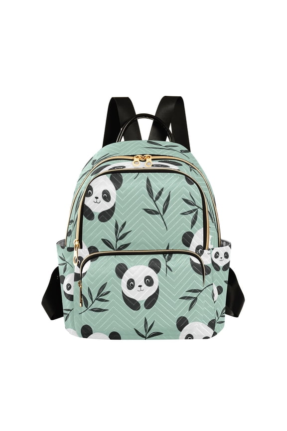 Fashion Quilted Backpack for Women Lightweight Travel Daypack Casual Bag for Shopping Travel Cute Pandas M
