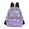 thumbnail image 1 of Fashion Quilted Backpack for Women Lightweight Travel Daypack Casual Bag for Shopping Travel Cute Skulls and Bones M, 1 of 7
