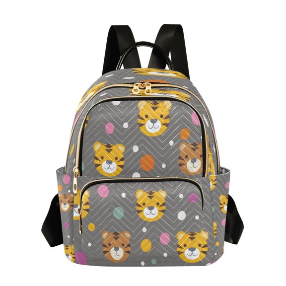 Fashion Quilted Backpack for Women Lightweight Travel Daypack Casual Bag for Shopping Travel Cute Tiger Face Pattern S