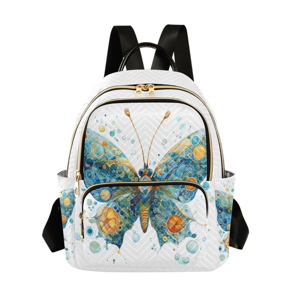Fashion Quilted Backpack for Women Lightweight Travel Daypack Casual Bag for Shopping Travel Intricately Butterfly M