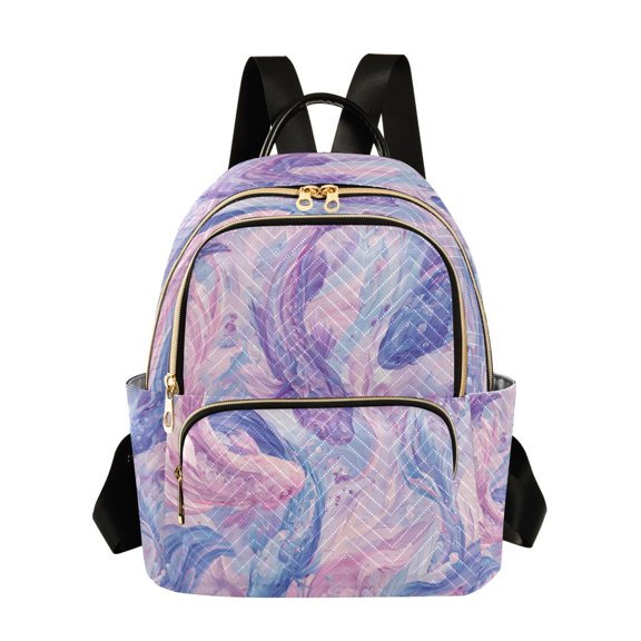 Fashion Quilted Backpack for Women Lightweight Travel Daypack Casual Bag for Shopping Travel Pale Pink Marine Creatures S