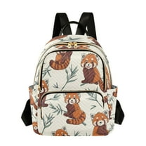 Fashion Quilted Backpack for Women Lightweight Travel Daypack Casual Bag for Shopping Travel Red Panda Pattern S