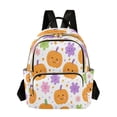 thumbnail image 1 of Fashion Quilted Backpack for Women Lightweight Travel Daypack Casual Bag for Shopping Travel Smiling Pumpkins and Flowers S, 1 of 7