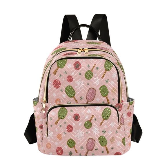 Fashion Quilted Backpack for Women Lightweight Travel Daypack Casual Bag for Shopping Travel Snowflake Racket Pattern S