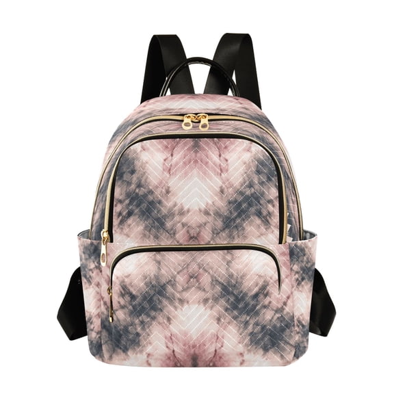 Fashion Quilted Backpack for Women Lightweight Travel Daypack Casual Bag for Shopping Travel Soft Pink Tie-dye Pattern S
