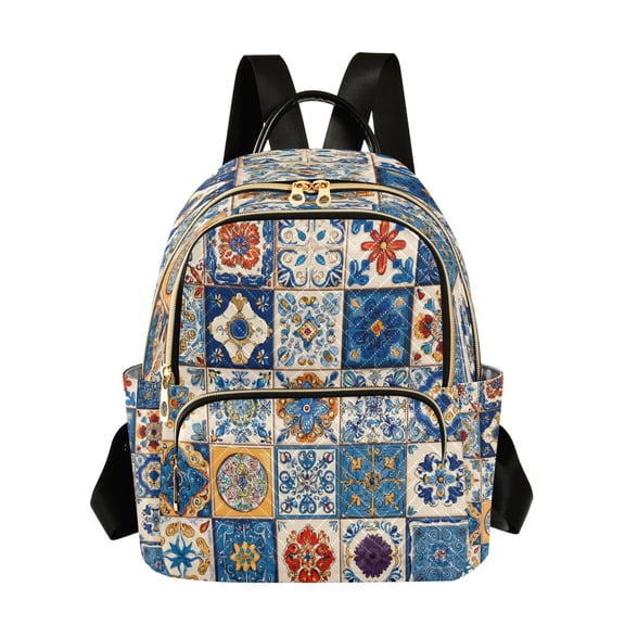 Fashion Quilted Backpack for Women Lightweight Travel Daypack Casual Bag for Shopping Travel Various Brightly Colored Shapes M