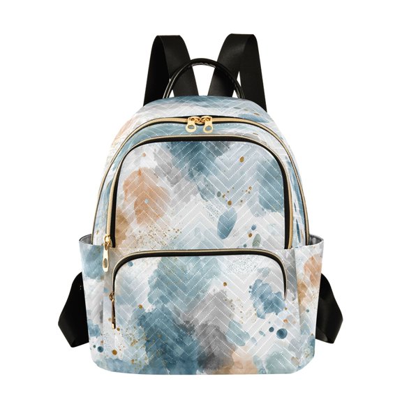 Fashion Quilted Backpack for Women Lightweight Travel Daypack Casual Bag for Shopping Travel Watercolor Ink Splashes Pattern M