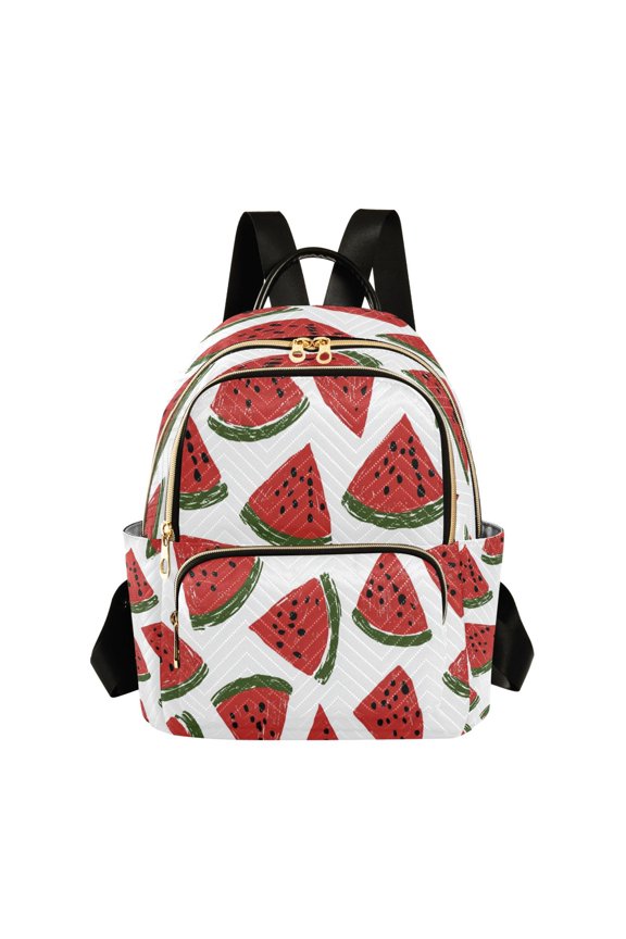 Fashion Quilted Backpack for Women Lightweight Travel Daypack Casual Bag for Shopping Travel Watermelon Slice Pattern S