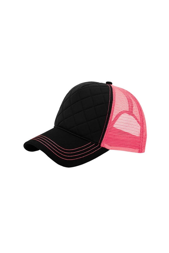 Fashion Quilted Trucker Cap Neon Mesh + GT Wristband, Pink